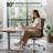 High Back Genuine Leather Armless Conference Room Chair with Aluminum Frame and Wheels, Swivel Armless Desk Chair, Top Grain Leather Office Chair-1599099484
