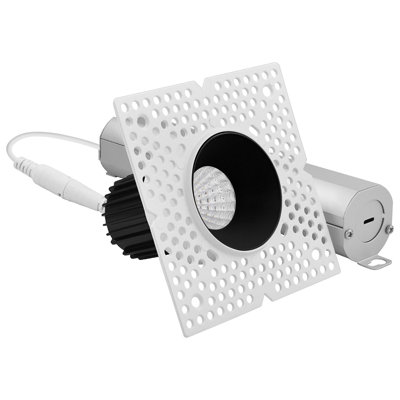 Projecteur encastré à DEL sans cadre 1 pouce avec remplacement de garniture de réflecteur noir 10W, 850LM, 5CCT, à intensité variable, CRI90, blanc + noir LUXRITE