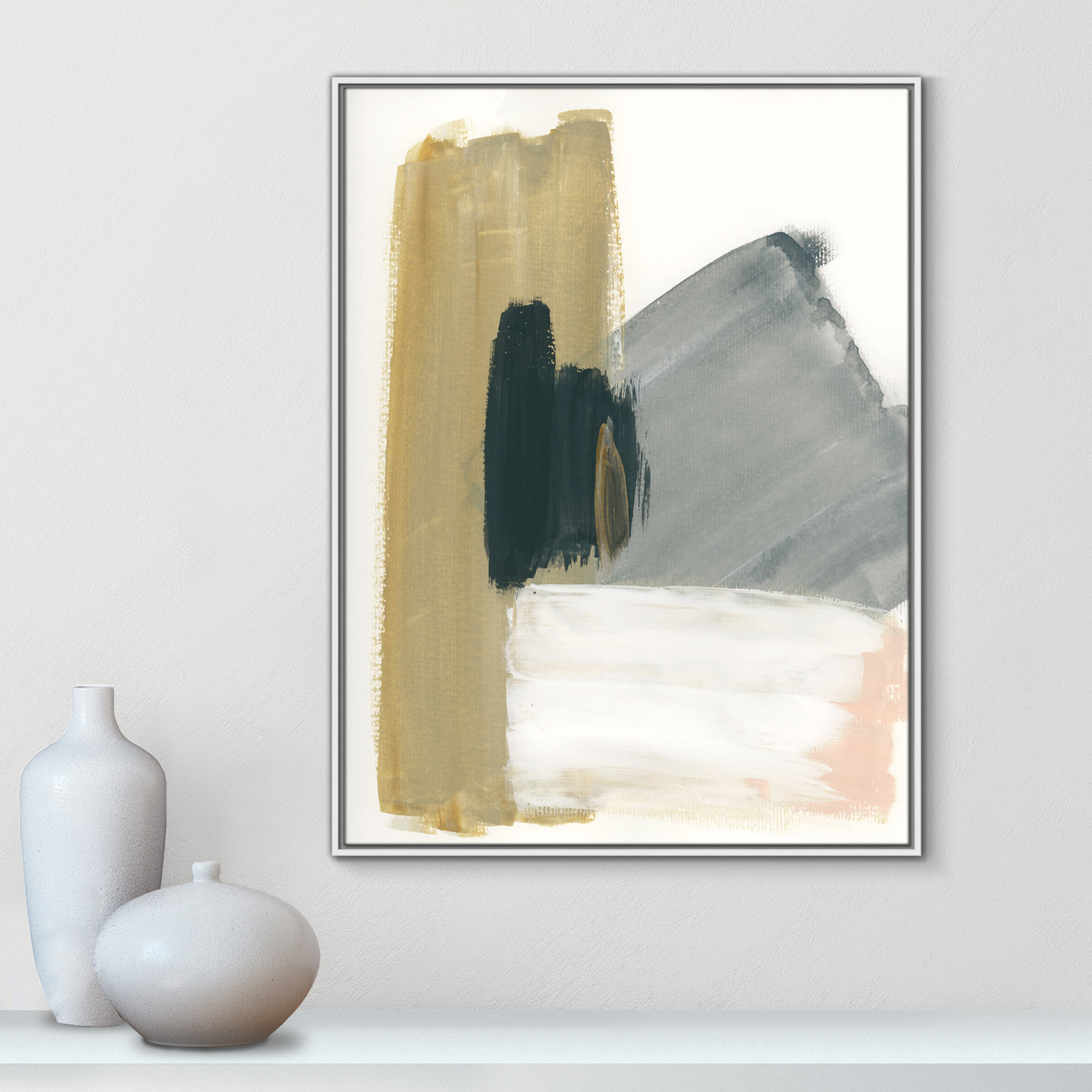 Herma "Marble Block Symmetry II" Print, 41.5" H x 31.5" W x 2" D, White Framed