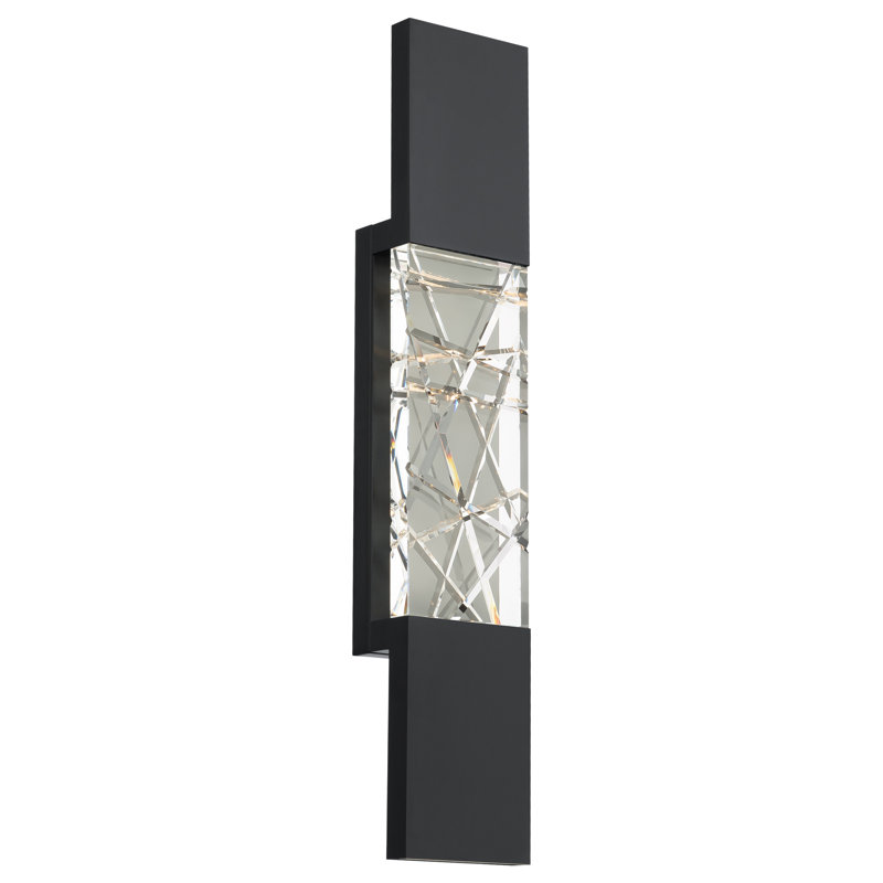 Black Stainless Steel LED Wall Light with Clear Crystal