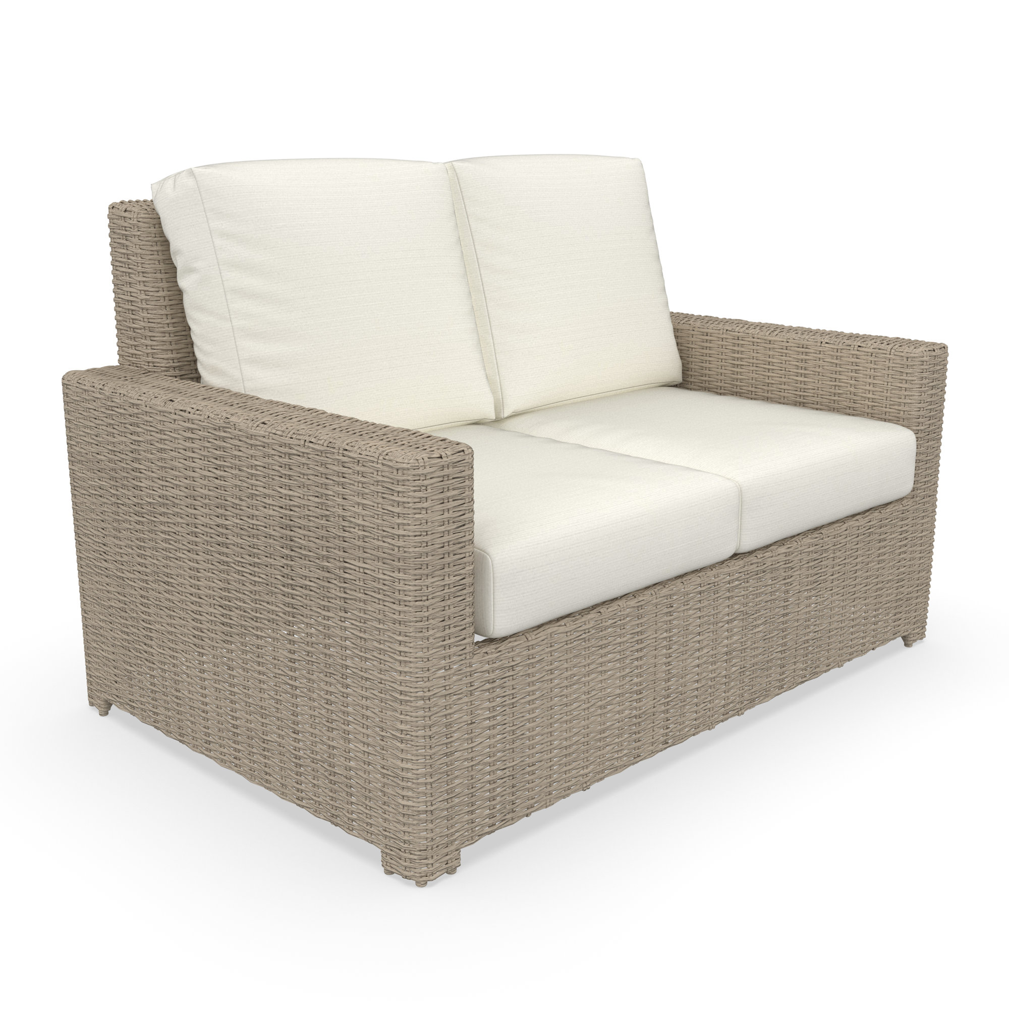 Outdoor Loveseat With Sunbrella Cushions, Canvas Natural