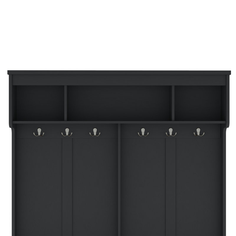 Banc à chaussures 59W et portemanteau, Noir