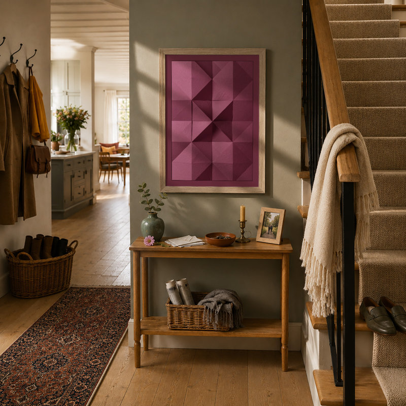 Mauve Grid Geometry Geometric - Print, Oak, A4 - 29.7 x 21.0 cm