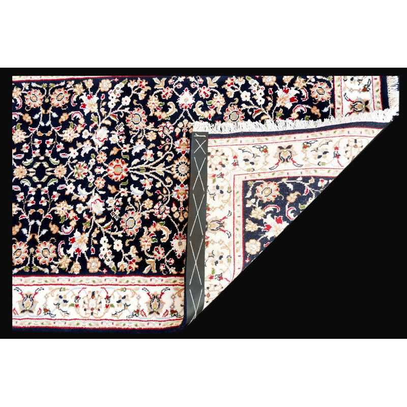 Hand-Knotted High-Quality Black and Beige Runner