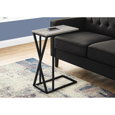 Table de bout pour chambre à coucher et salon, métal noir stratifié aspect bois gris, poids léger, 10,51 po L x l 18,25 po H 24,98 po, L 10,51 po l 18,25 po H 24,98 po