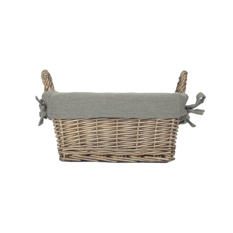 Lily Manor Wicker Handled Storage Basket with Lining, 19cm H x 29cm W x 19cm D
