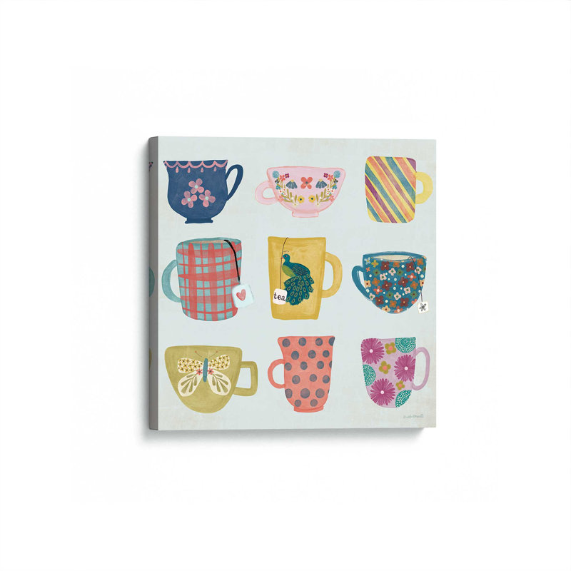 «Tea Cups» par Katie Doucette, reproduction d'art, L 30 po x H 30 po, Ne s’applique pas, Toile non encadrée