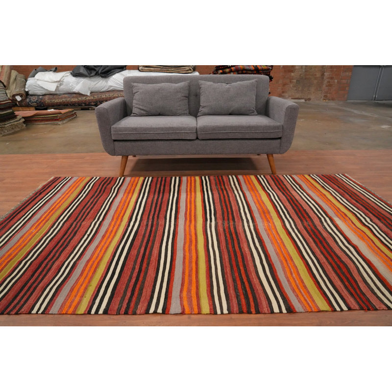 Tapis rayé en laine Kilim
