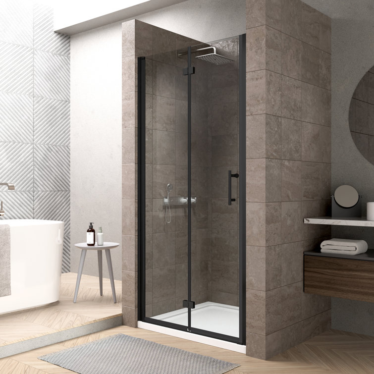 30''W x 72'' H Bifold Frameless Glass Shower Door,Folding Frameless Shower Door