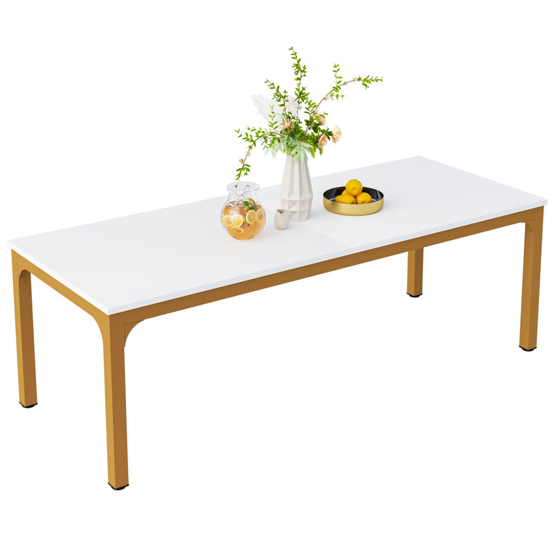 Table de salle à manger Dreyfuss, Blanc, Or