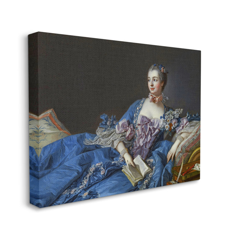 «Madame de Pompadour», peinture d'art par François Boucher - Peinture, H 36 po x l 48 po x P 1,5 po, Toile tendue