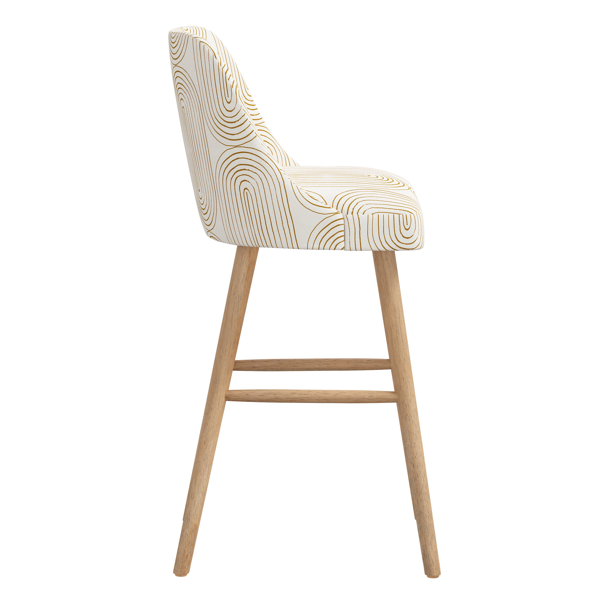 Gallie Bar & Counter Stool, Natural Wood, Oblong Mustard, Bar Stool (31” Seat Height)