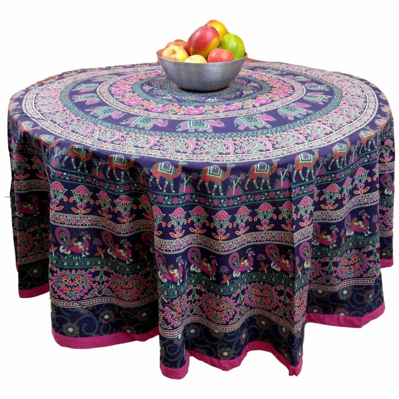 Murad Cotton Elephant Tablecloth, Purple