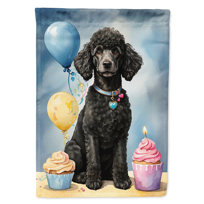 Drapeau «Happy Birthday House», Grand caniche noir