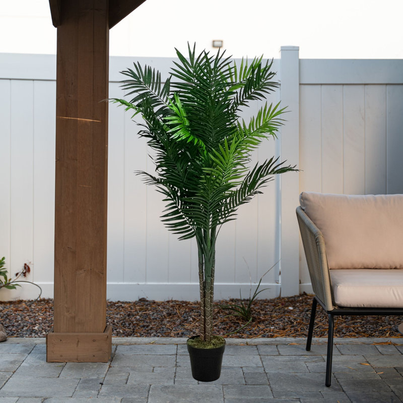 XBrand 47.2 inches H Artificial Palm Tree with Pot – Tropical Plant for Indoor & Outdoor Decor, UV-Resistant, Low Maintenance