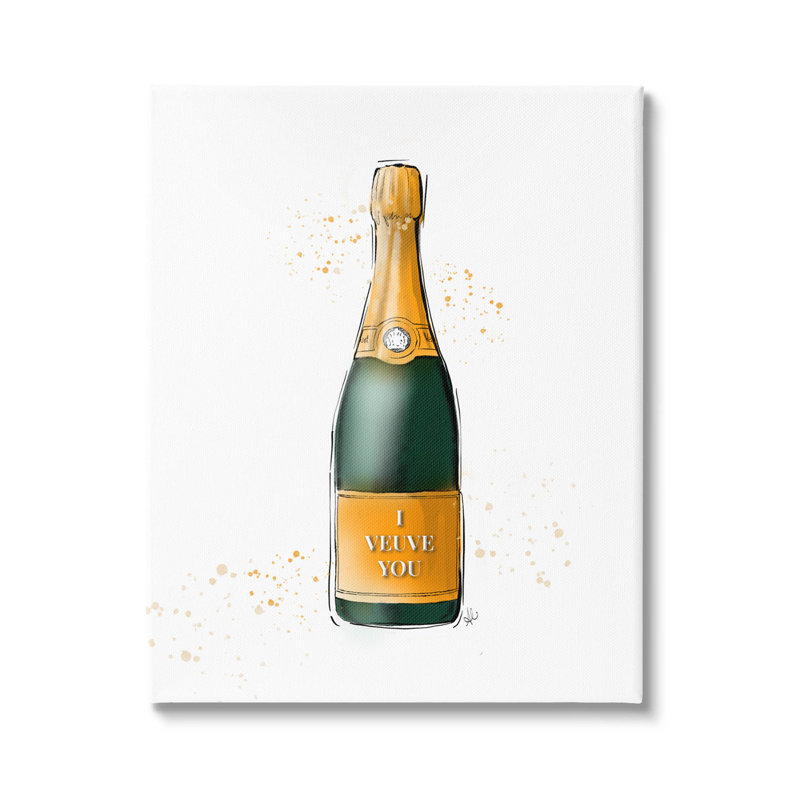 «I Veuve You Champagne Bottle» par Alison Petrie, H 20 po x l 16 po x P 1,5 po