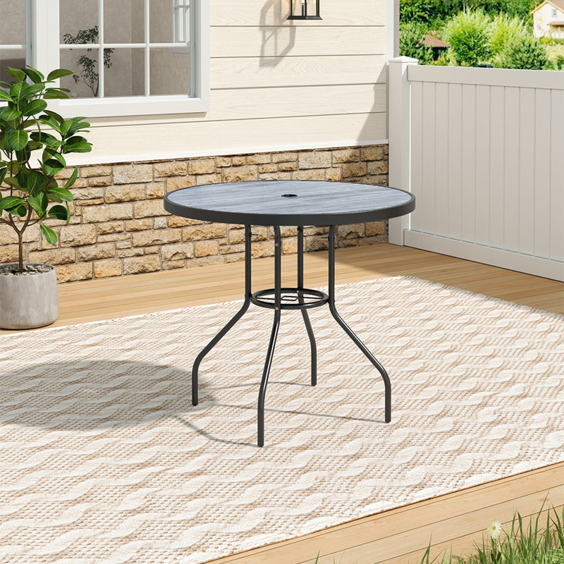 Carruthers 2 - Person 80cm L Outdoor Garden Tempered Glass Wood Grain Coffee Table