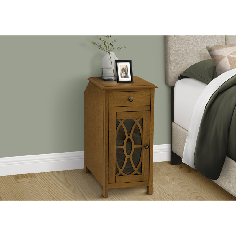 Table d'appoint de salon étroite, couleur taupe, 24,2 po Grande table d'appoint traditionnelle en placage brun, l 22,27 po x H, pratique