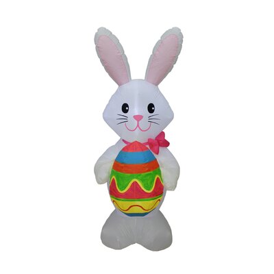 5 Foot Tall Happy Easter Lighted Inflatable Bunny Rabbit Holding One Colorful Egg Indoor / Outdoor Blow Up Yard Decoration Inflatable -  The Holiday AisleÂ®, C71A1447D6274ABC98D0370C36D68AAE