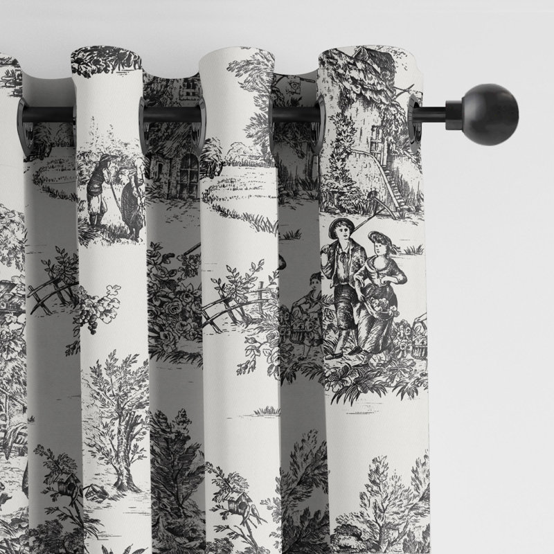 Jardin Du Jouy Toile, 50" W x 108" L, Ebony