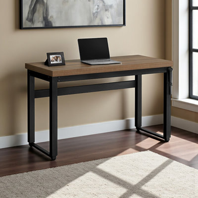 Wera Brown Finish Height Adjustable Computer Desk With Metal Leg, 29.22" H X 47.07" W X 23.48" D