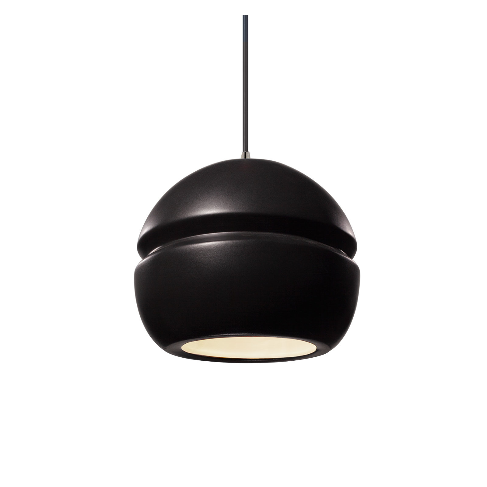Logan 1 - Light Single Globe Pendant, Brushed Nickel, Carbon Matte Black