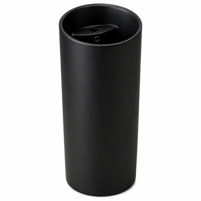 18.5" x 38.18" Freestanding One‑Piece Pedestal Bathroom Sink, Matte Black Ceramic Integrated Floor‑Mount Lavatory Sink with Pre‑Drilled Faucet Hole, Faucet & Drain Assembly Not Included, Back‑to‑Wall Installation