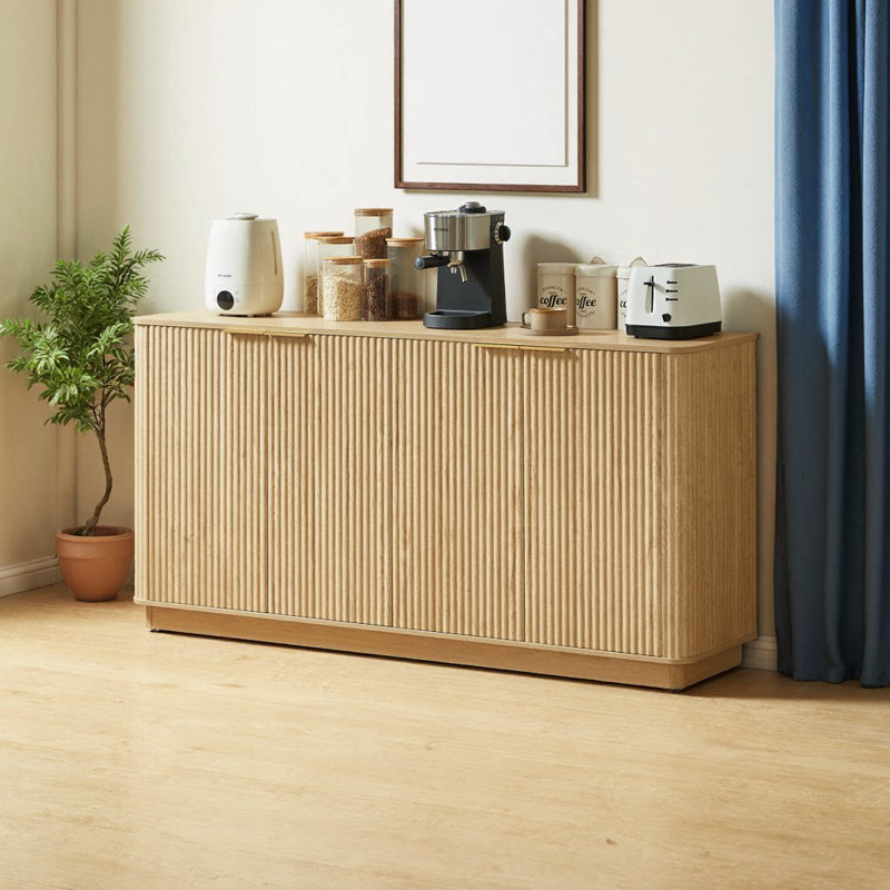 Armoire de rangement 63 po à rayures verticales 63 pouces, Oak