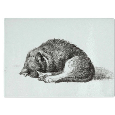 Tempered Glass Curled Cat Chopping Board