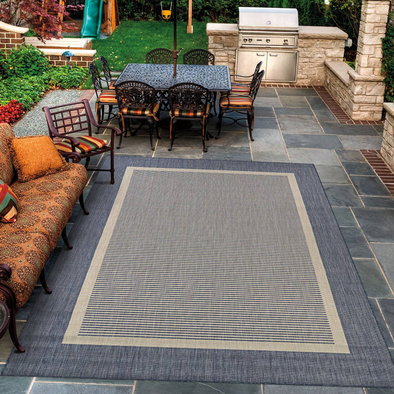 Tapis bleu intérieur / extérieur Palo, Rectangle 5 pi 3 po x 7 pi 6 po