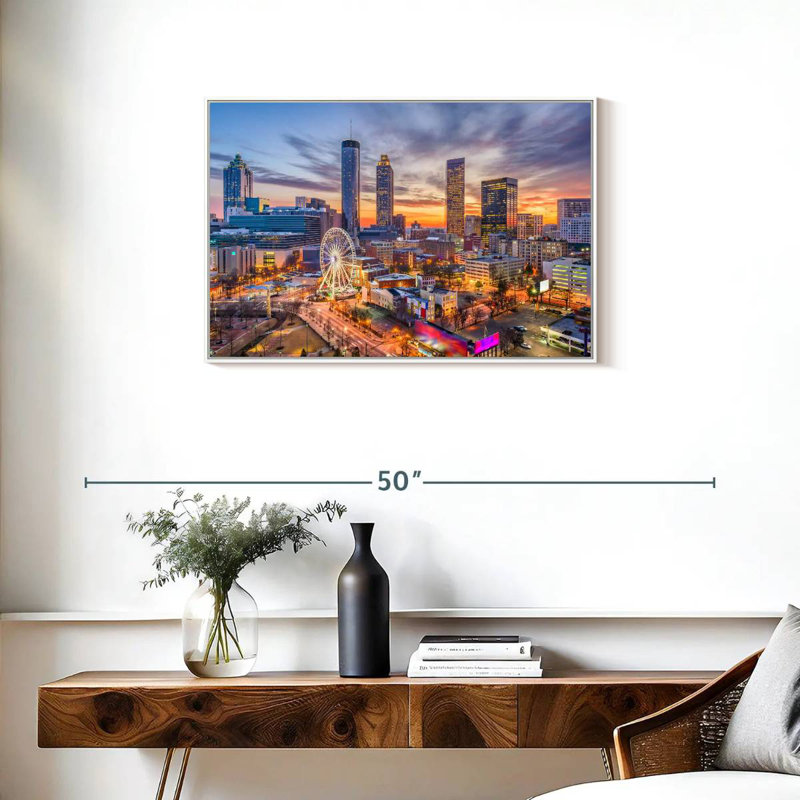 Atlanta Twilight Sky, Cadre flottant blanc, 31 po x 21 po
