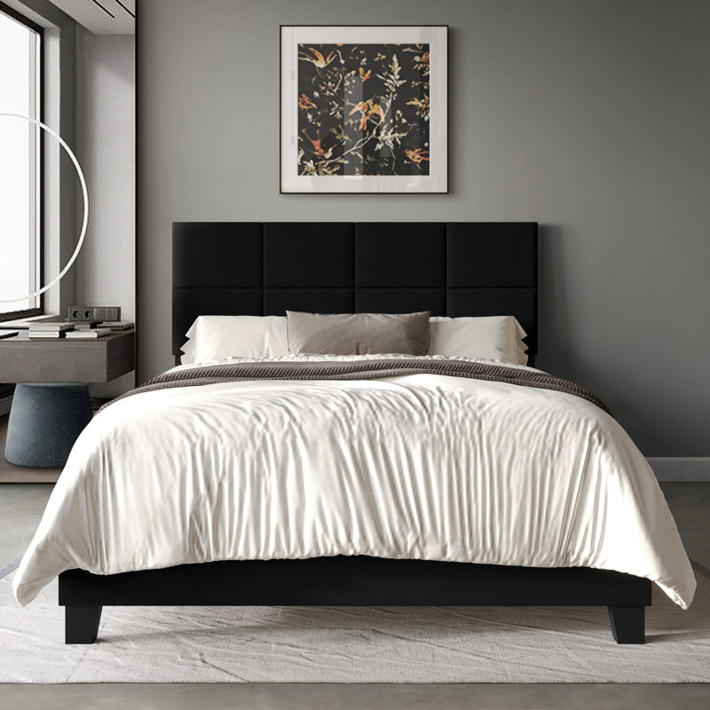Lipsey Upholstered Panel Bed, Black, King