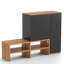 Meuble à chaussures 70,9 "moderne extensible et console de hall d'entrée, organisateur de rangement réversible en forme de L avec tablettes, noir et noyer