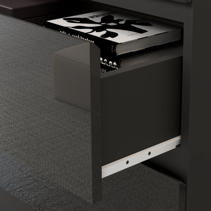 Commode à 6 tiroirs l 47,2 po, Noir, noir, noir, noir