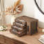 Organisateur de boîte à bijoux en bois avec fenêtre transparente, boîte à bijoux à 4 couches, organisateur de porte-bijoux pour boucles d'oreilles, colliers, bagues