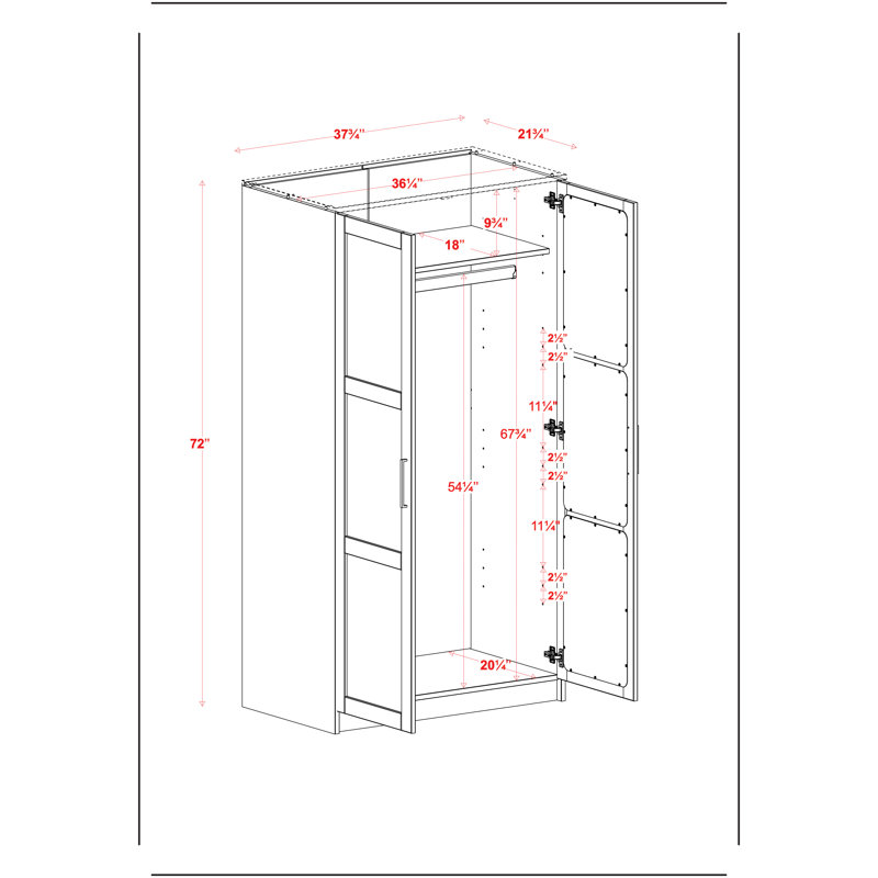 Armoire-penderie à miroir 100% en bois massif 2 portes, Noir