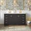Ensemble de meuble-lavabo 60 po avec lavabo en céramique, armoire de rangement en bois massif, ensemble de meuble-lavabo autoportant avec 3 tiroirs et portes à fermeture douce-52860772