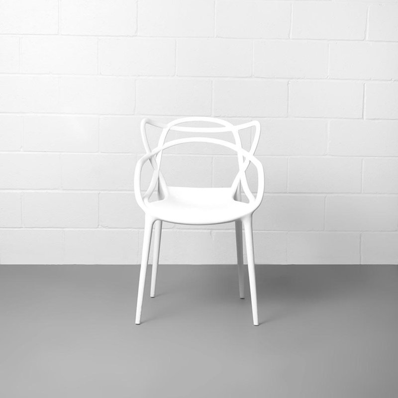 Chaise avec accoudoirs empilable Aswar, Blanc