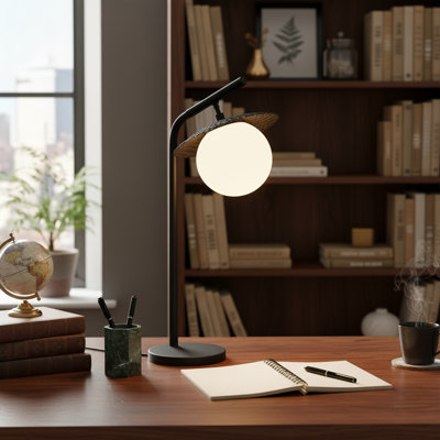 Modern Table Lamp With Globe Shade And Mesh Detail