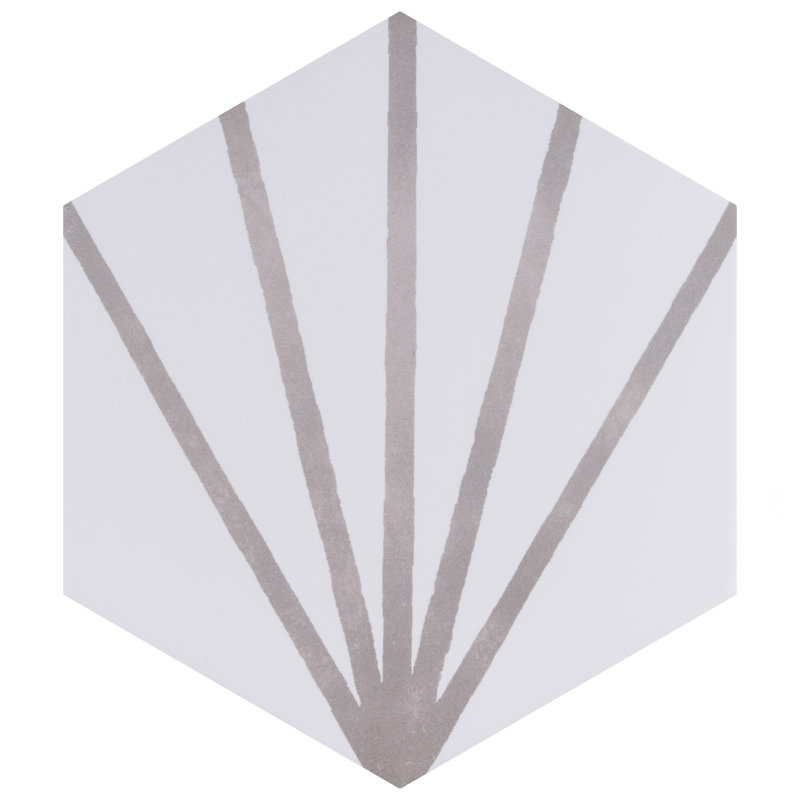 Carreau de céramique pour mur et plancher 8 po x 9 po Horizon, Blanc / gris