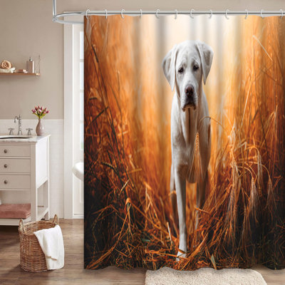 Cute Labrador Retriever Dog Puppy Standing Shower Curtain with 12 Hooks