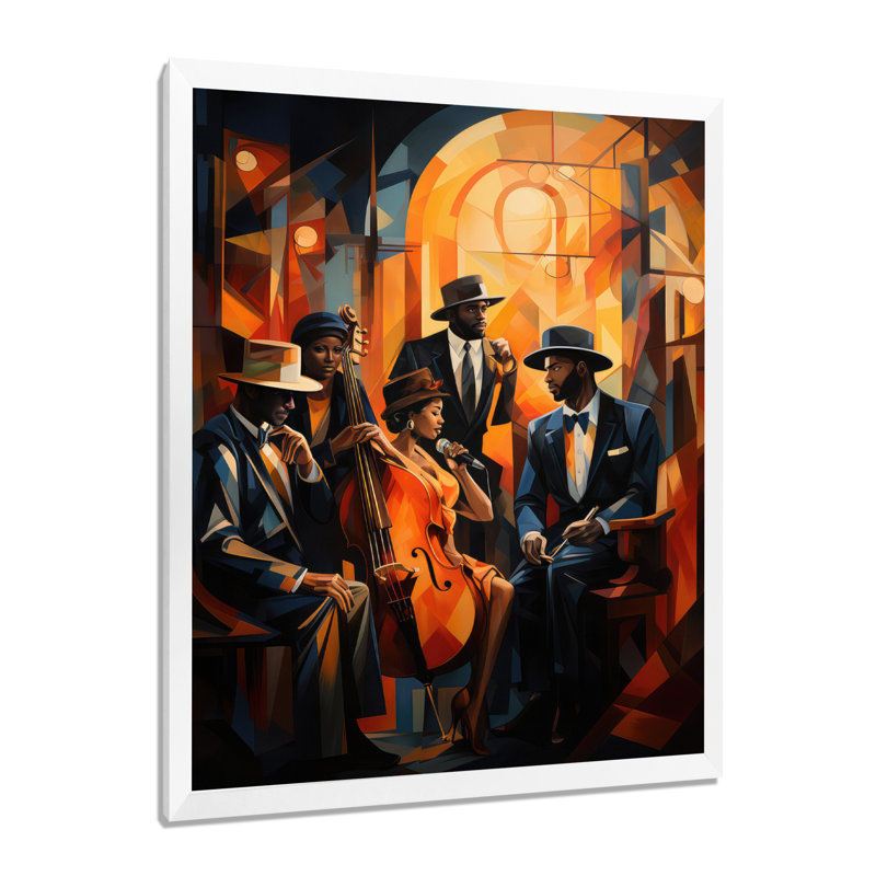 Reproduction d'art sur toile Hundson Jazz Harlem Renaissance V - African American, H 40 po x l 30 po, Blanc