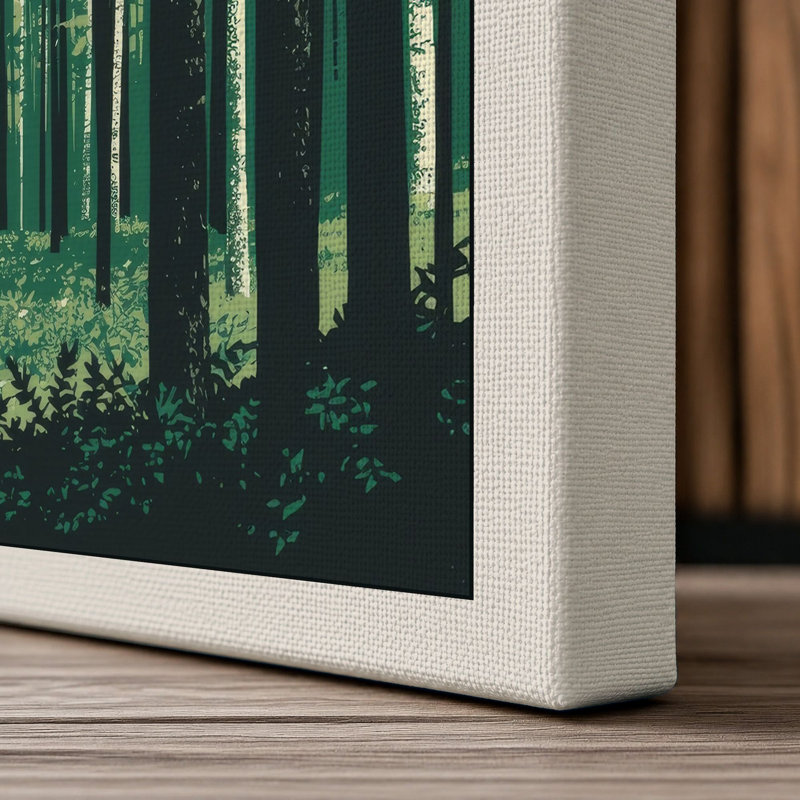 Forest Pathway Scandinavian - Wrapped Canvas, 36x24 - 91.4 x 61.0 cm, Cream Border