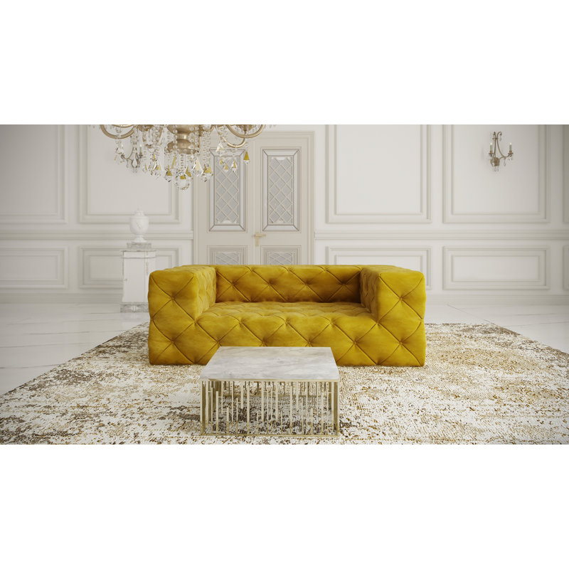 Jannie 2 Seater Velvet Sofa, Gold
