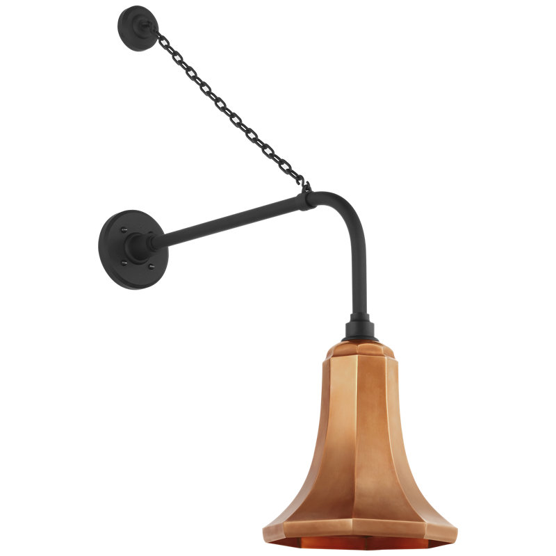 Thomas O'Brien, "Academy 20" Anchored Rex Barn Light in Matte Black with 9.25" White Savannah Shade, Soft Copper, Matte Black