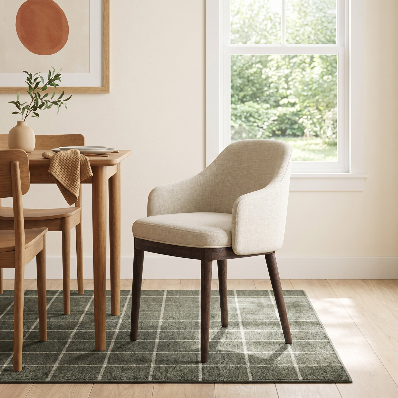 Perkins Linen Dining Armchair, Walnut