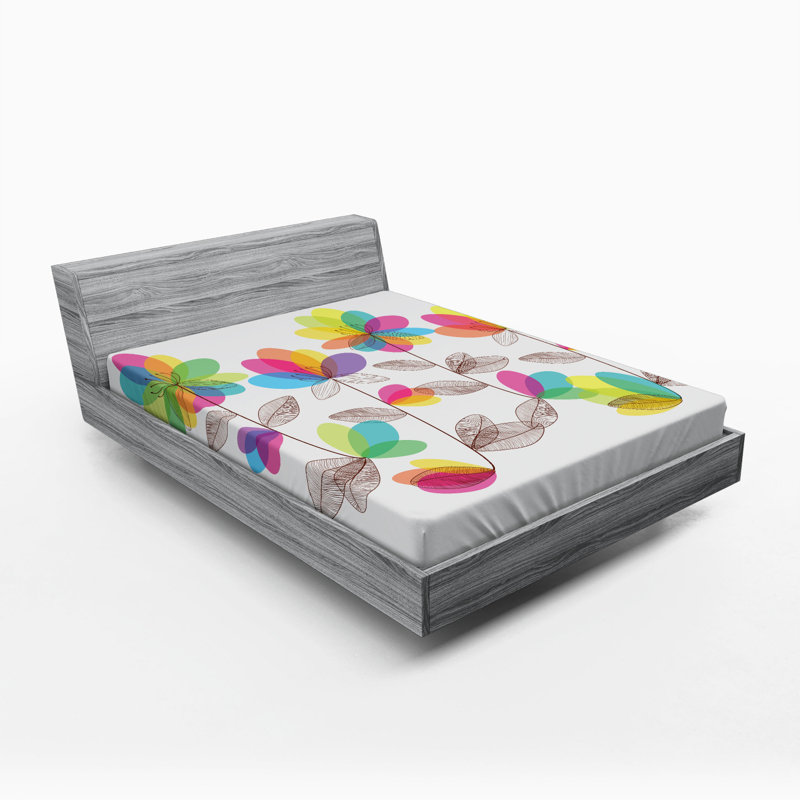 Microfiber Floral Fitted Sheet, Queen Fitted Sheet