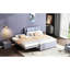 Lit plateforme gris avec lit gigogne amovible - Lit gigogne tapissier élégant Fabrication robuste en bois massif. Pas de sommier tapissier. Lin Comfort Zone