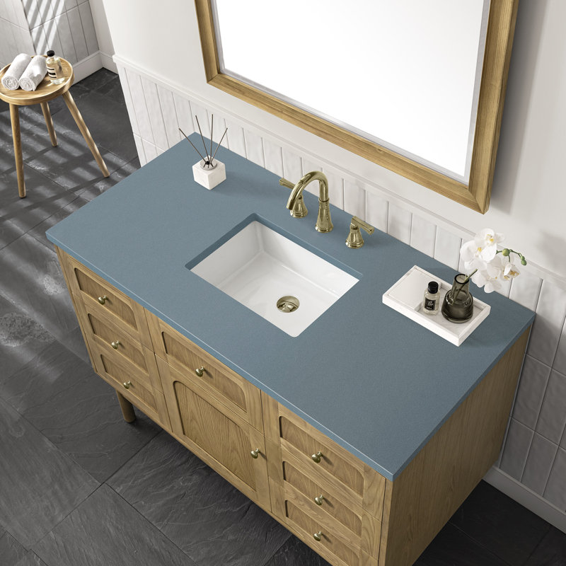 Laurent 48'' W Single Vanity, Parisien Bleu, 8" Widespread, Honey Brown