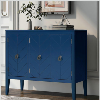 Adjustable Shelf Storage Sideboard with 3 Retro Metal Handles and 4 Pinewood Legs